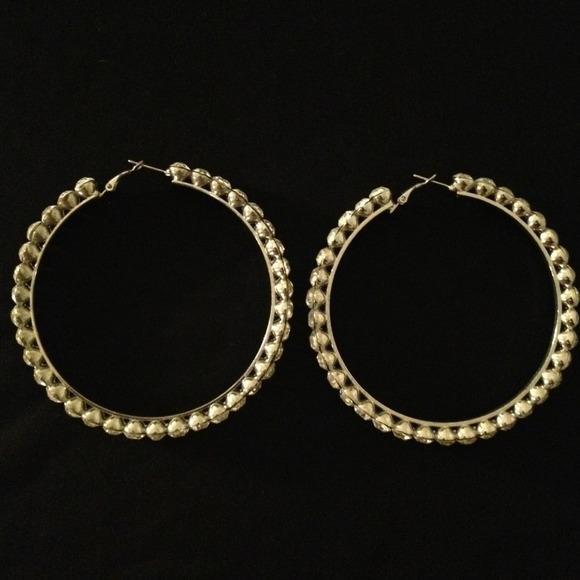 Large rhinestone hoop earrings