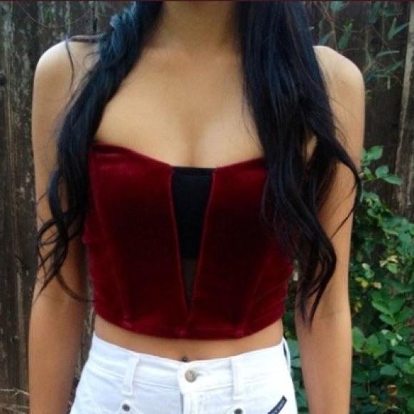 Velvet burgundy bustier top
