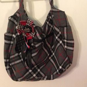 Large plaid punk purse