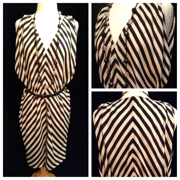 Black& White stripe dress w/ belt