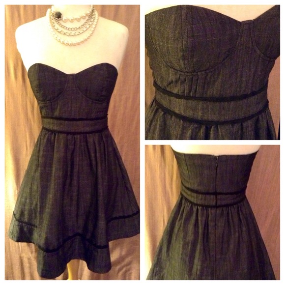 Black Denim Tube Top Dress