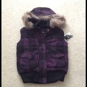 Hooded Plaid Vest