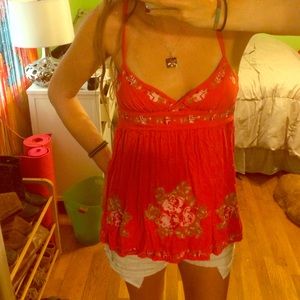 F21 Embroidered Floral Tank