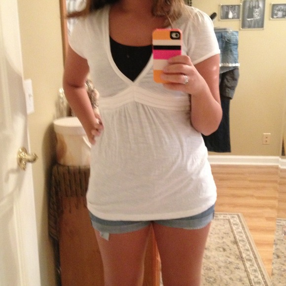V Neck baby doll white shirt!