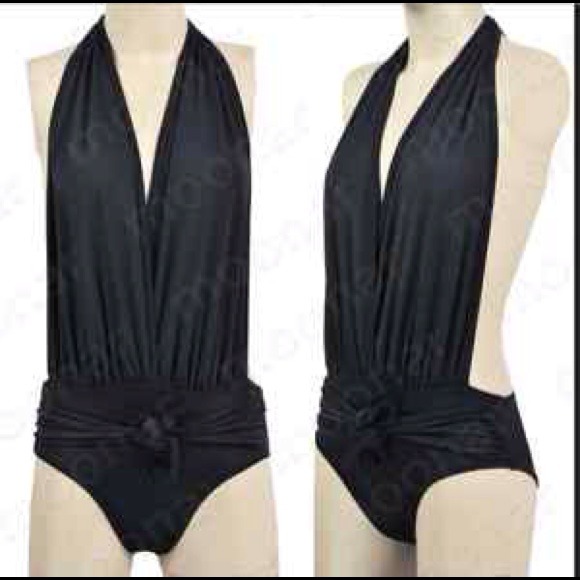 Halter Backless Deep V Swimsuit