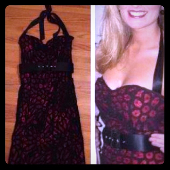 Betsey Johnson red and black halter dress