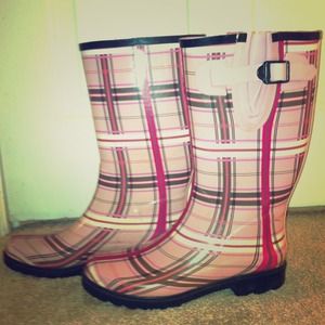 Pink rain boots