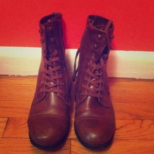 Brown combat boots! Worn ONCE like new!