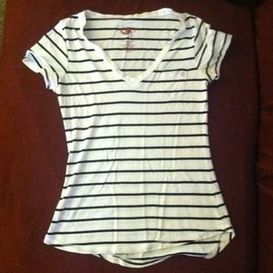Black and white striped cap sleeved shirt