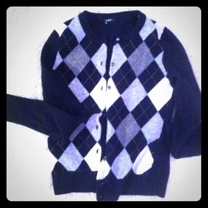 J. CREW argyle navy knit sweater cardigan