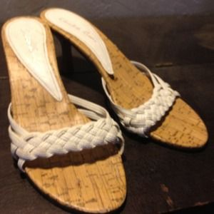 Beautiful white and cork 2 inch heels