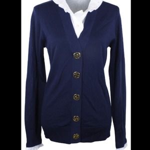 TORY BURCH "Simone" cotton cardigan navy REDUCED!