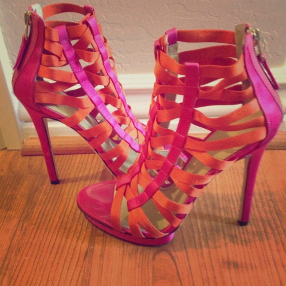 B Brian Atwood Shoes - B Brian Atwood Clio Satin Colorblock cage heels