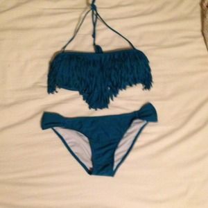 Padded Fringe bikini w/removable halter strap