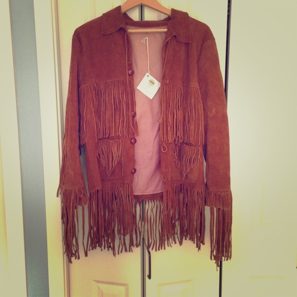 VINTAGE real suede festival fringe jacket