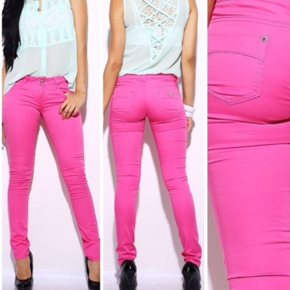 hot pink skinny jeans womens