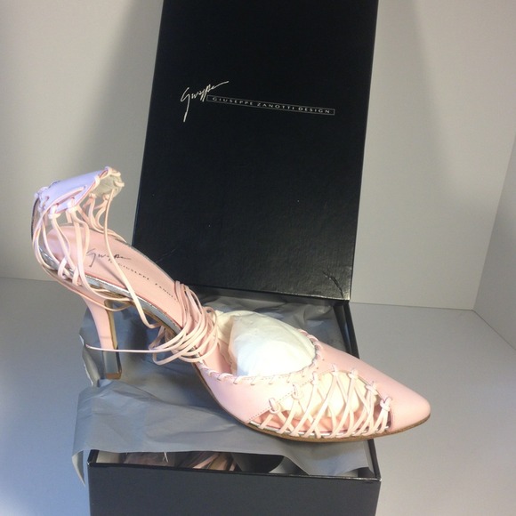 Giuseppe Zanotti Shoes - •SOLD• Giuseppe Zanotti Pink strap up ankle heels.