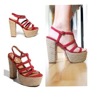 ⚡️Red Platform Strap Platform Espadrille Jenna YSL