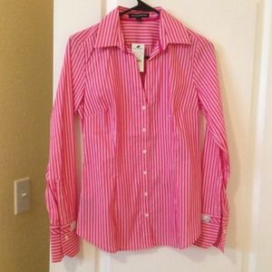 Express pink tailored button up shirt