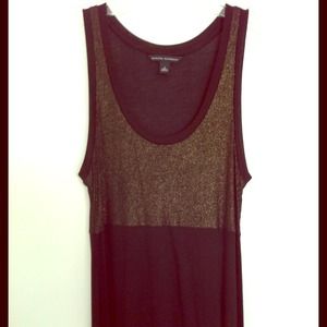 Ban Rep black & gold handkerchief hem ribbed tank
