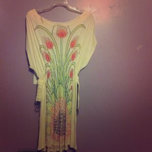 Peacock inspired knee length dress