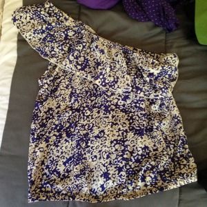 One Shoulder blue/purple & white shirt