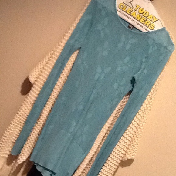 SOLD! Free People Butterfly Blue Mesh Top - Picture 4 of 4