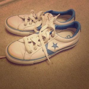 White and light blue converse