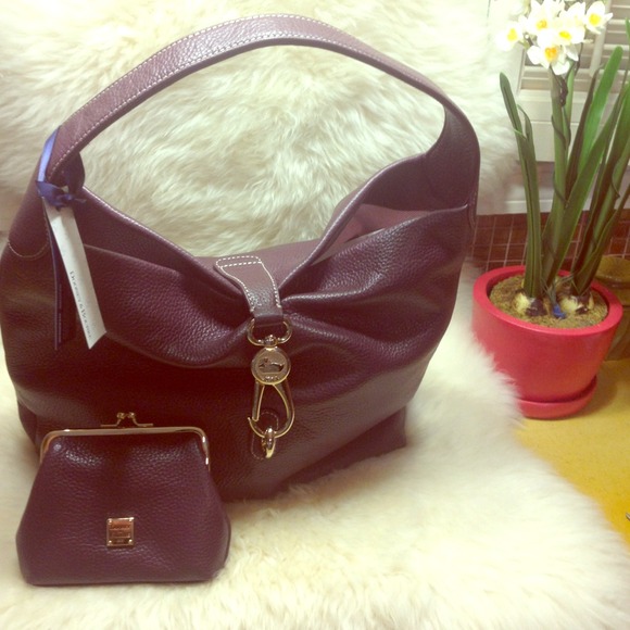 Dooney and Bourke Purple Logo Lock Shoulder Bag