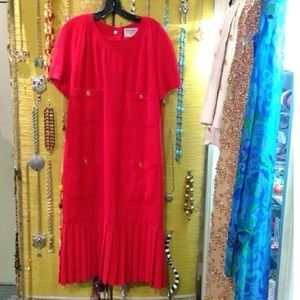 Chanel Red Drop Waist Flapper Style Dress