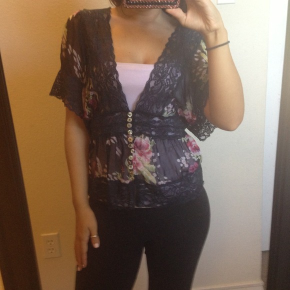 Floral lace see through top.