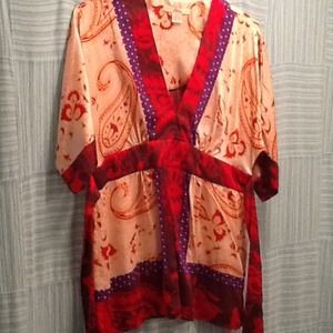 Gala 100% silk Asian inspired blouse