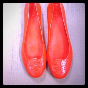 Tory burch neon orange flats