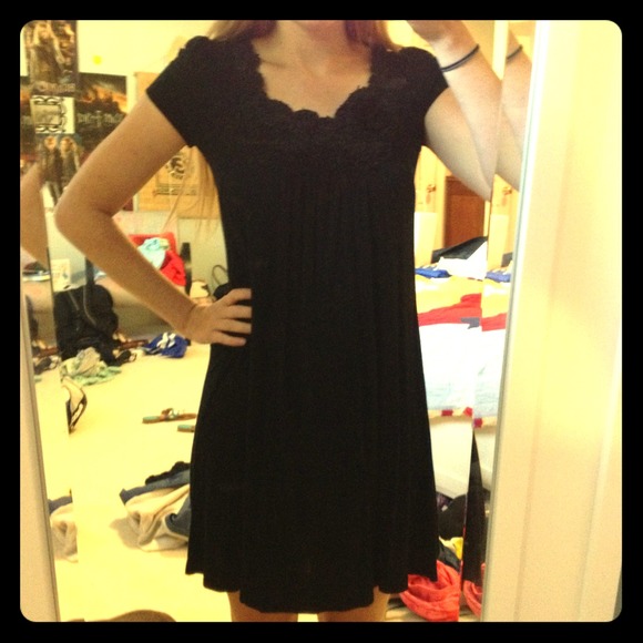 Black dress with roses