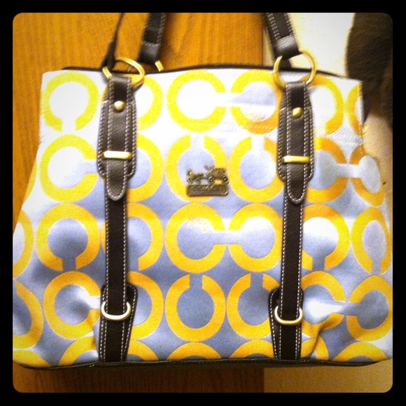 Blue and gold coach purse !