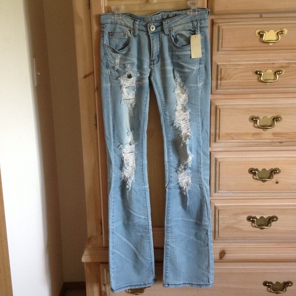 Arden B boot cut light distresses jeans