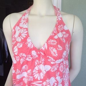 SZ. S-M Pink/White Hawaii Halter Top