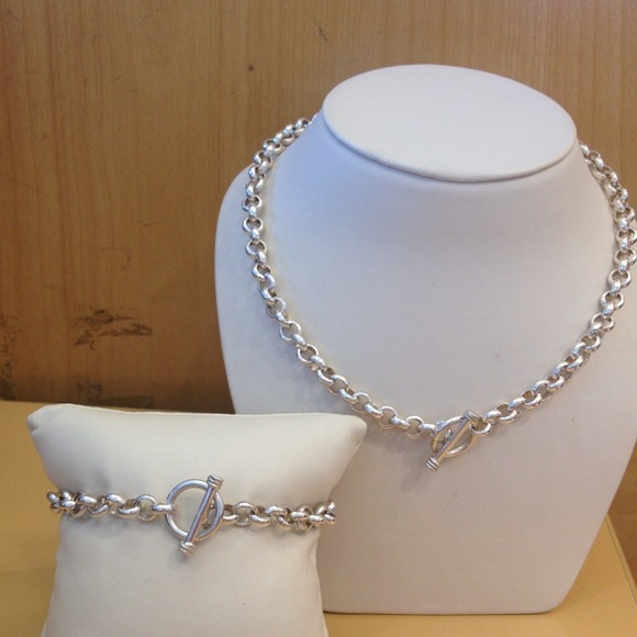 Sterling silver toggle necklace & bracelet set