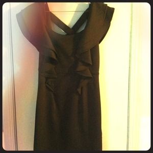 Black ruffle crisscross dress.