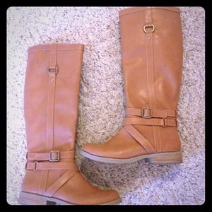 Brown leather boots