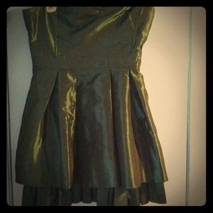 Stunning black strapless dress.