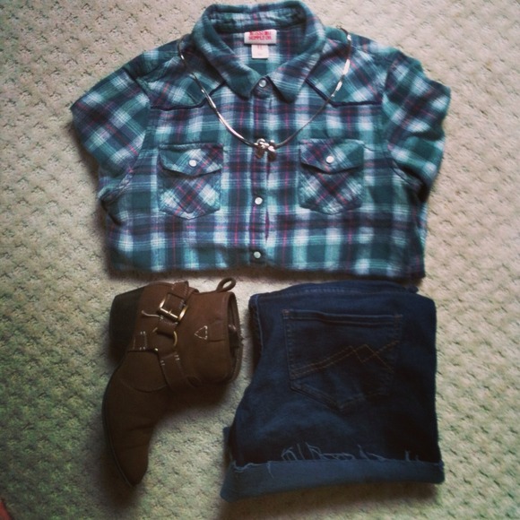 Plaid green button down collared shirt from Target