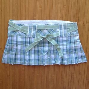 Green Plaid Mini Skort with Matching Bow