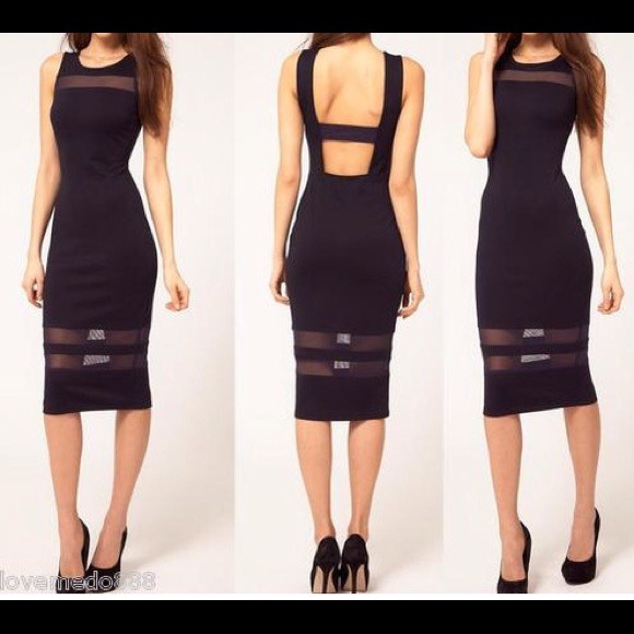 Black sheer bottom pencil dress
