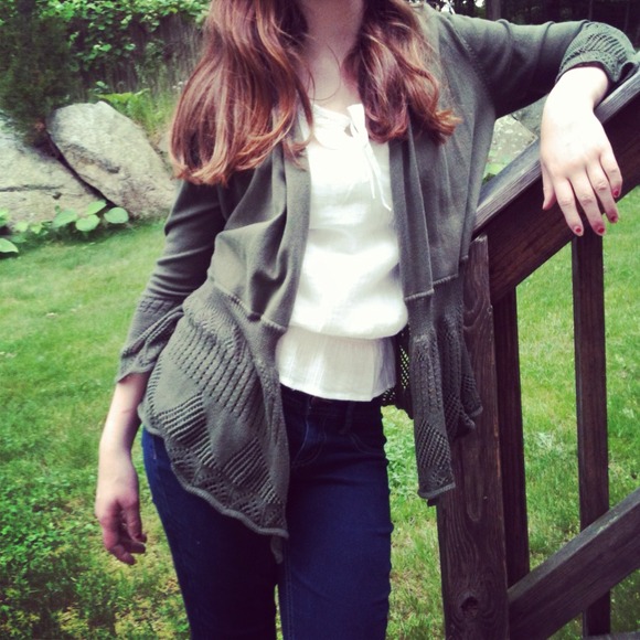 Forest green 3/4 sleeve cardigan