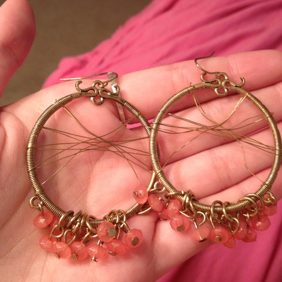 Pink beaded earrings