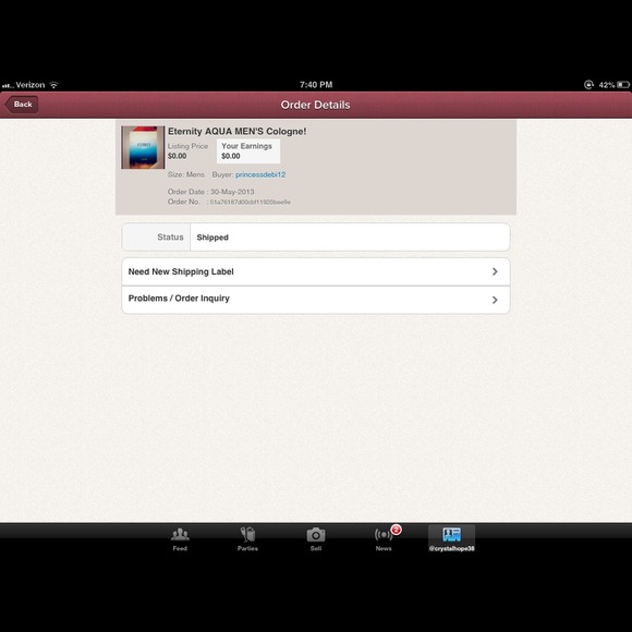 Proof of order shipped