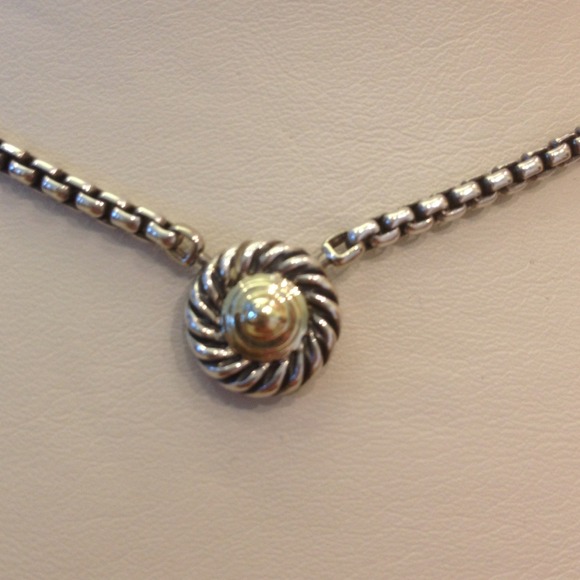 David Yurman S/S & 14kt YG necklace & earrings set - Picture 2 of 5