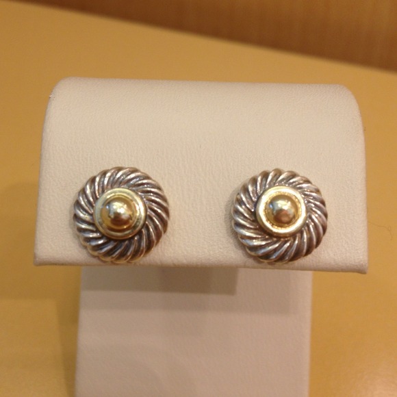 David Yurman S/S & 14kt YG necklace & earrings set - Picture 3 of 5