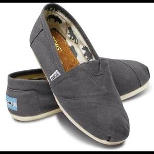 Like new TOMS gray canvas classic slip-ons